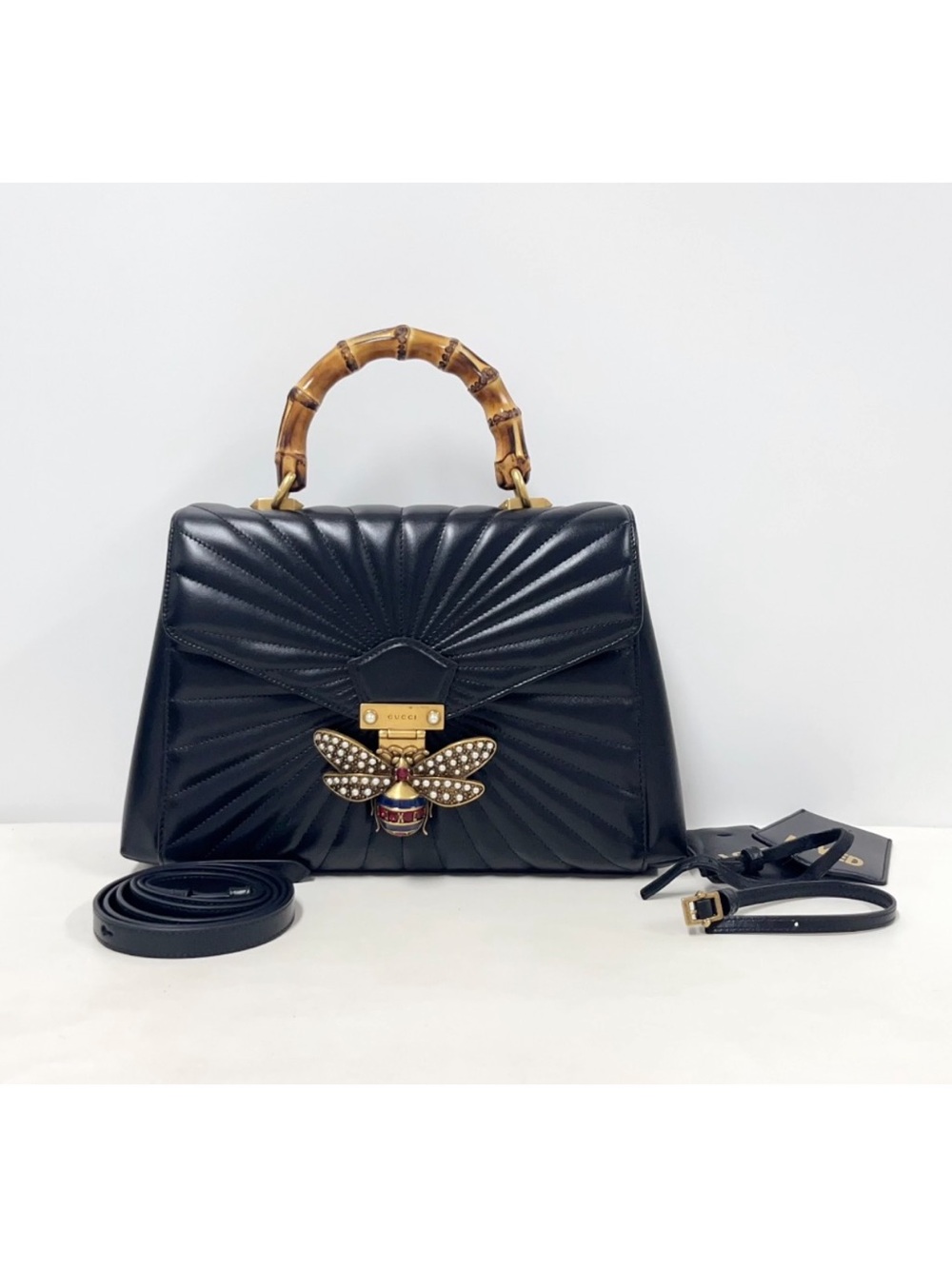 Authentic Gucci Black Queen Margaret bamboo top handle - excellent condition